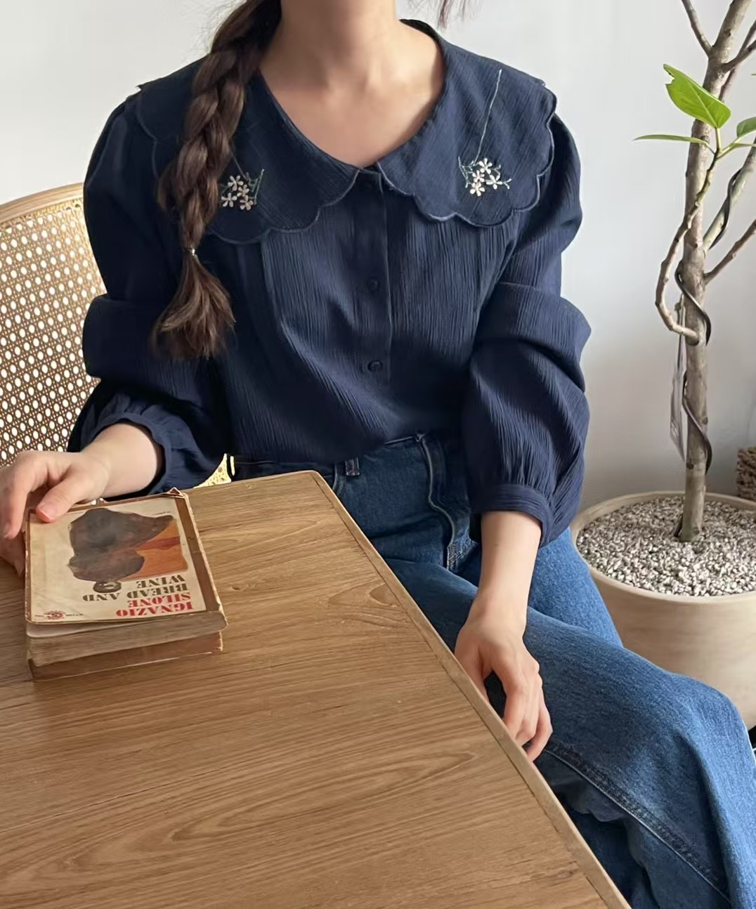 JNE韓國代購女士新款真品職業休閑熱賣25春夏時尚襯衫蕾絲衫JNE襯衫/蕾絲衫圖色2