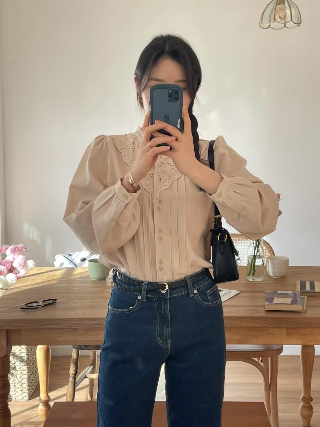 JNE東大門實拍女裝新品真品人氣熱賣時尚職業休閑襯衫蕾絲衫JNE襯衫/蕾絲衫
