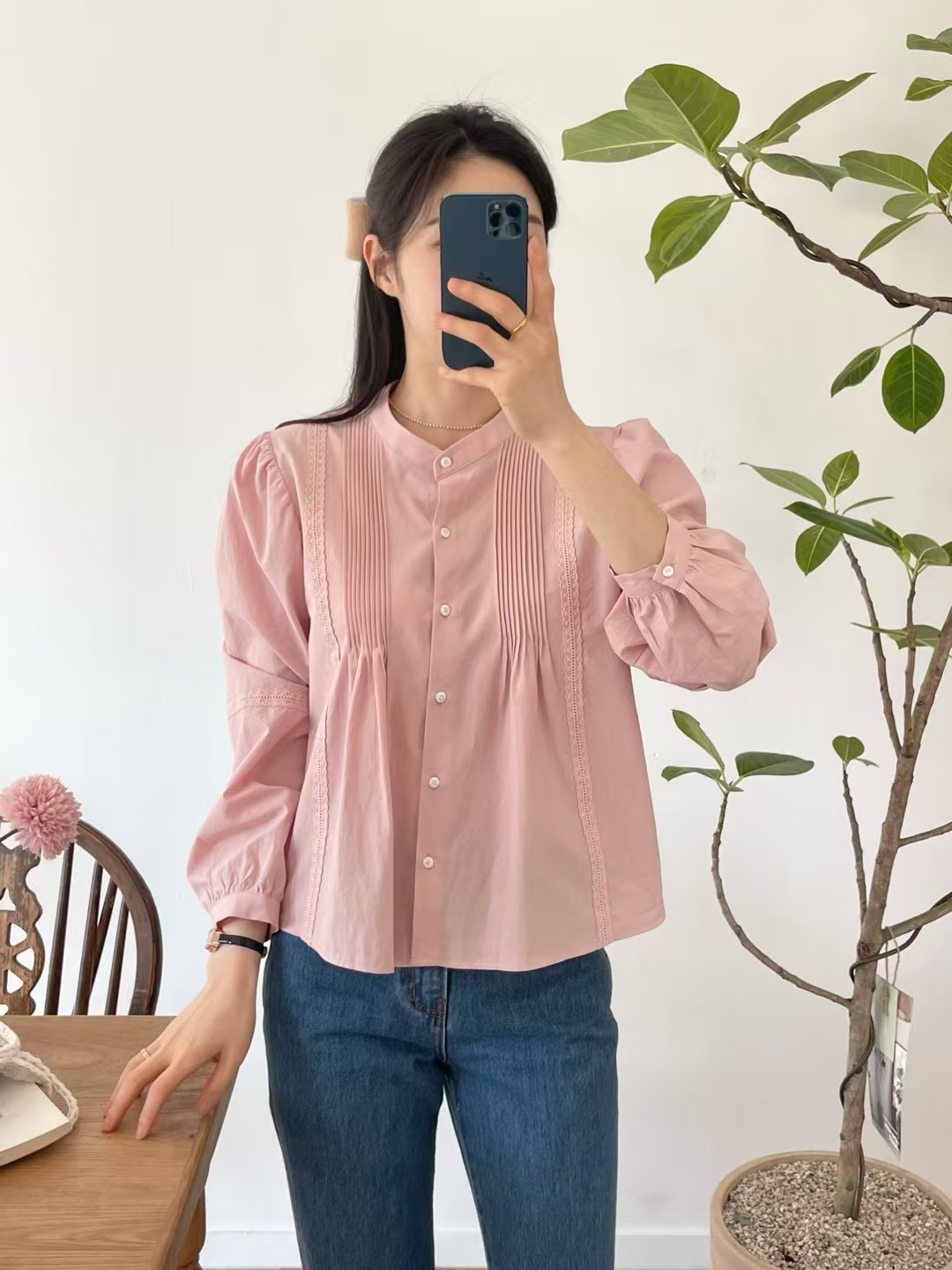 JNE韓國直郵女裝新品時尚推薦休閑人氣25春夏熱賣襯衫蕾絲衫JNE襯衫/蕾絲衫