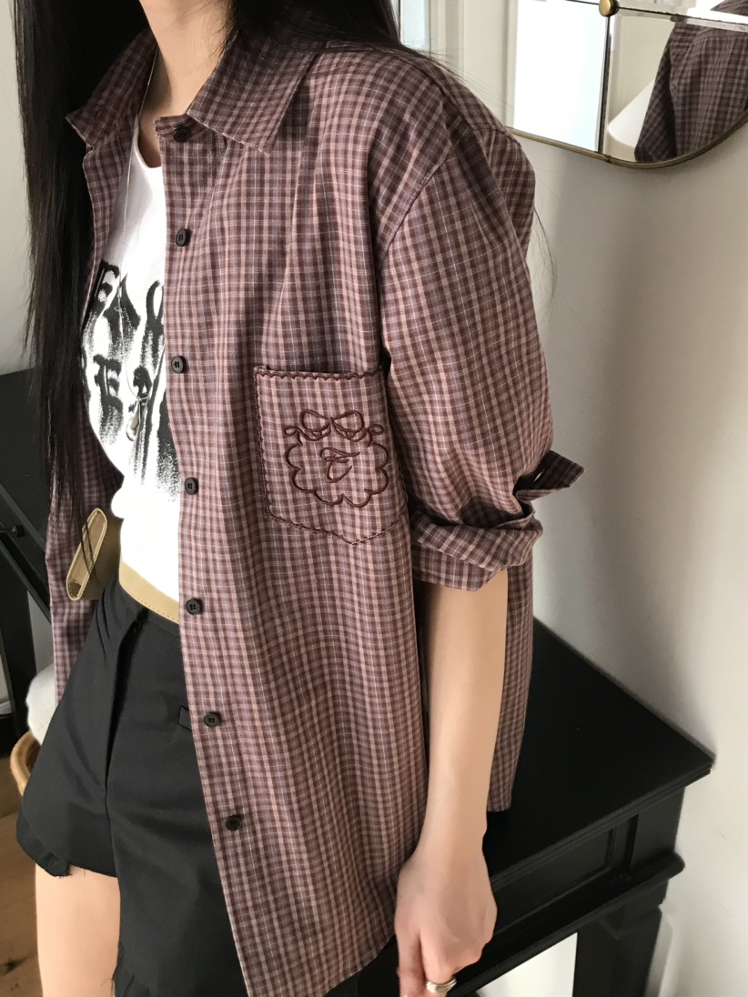 ESCHER東大門代購女裝新品推薦真品休閑職業襯衫蕾絲衫格紋ESCHER襯衫/蕾絲衫