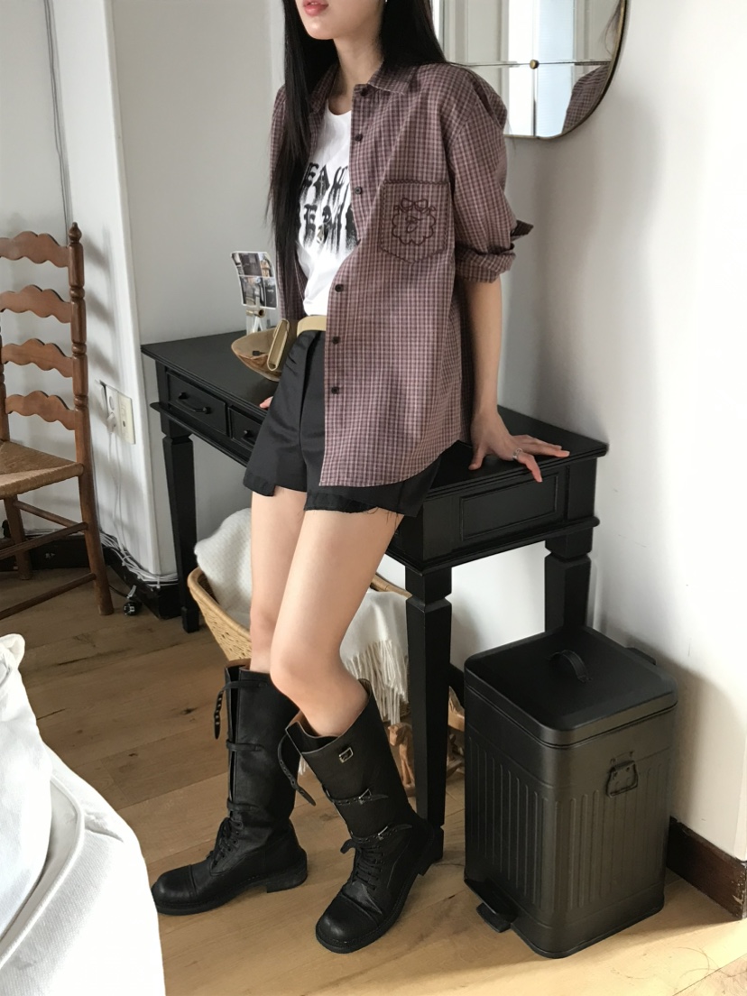 ESCHER東大門代購女裝新品推薦真品休閑職業襯衫蕾絲衫格紋ESCHER襯衫/蕾絲衫
