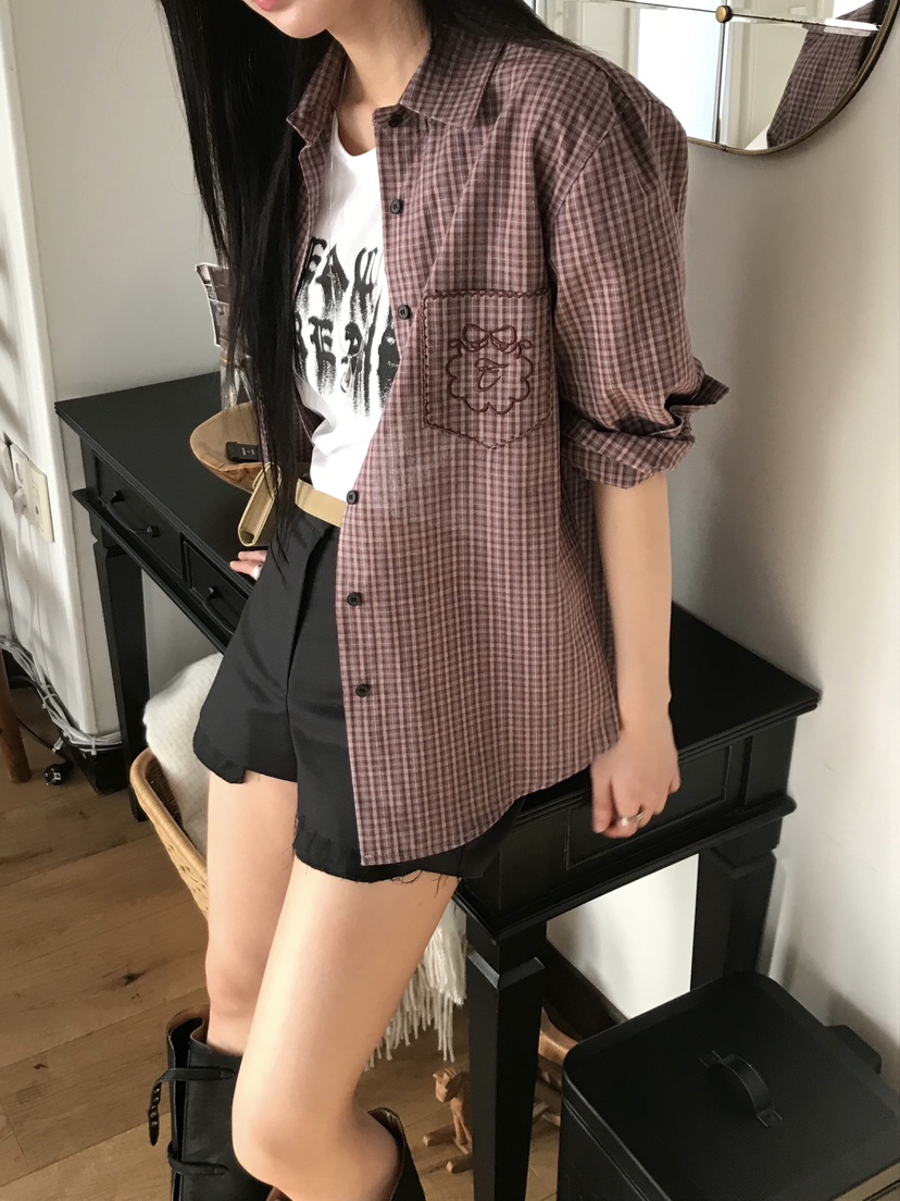 ESCHER東大門代購女裝新品推薦真品休閑職業襯衫蕾絲衫格紋ESCHER襯衫/蕾絲衫
