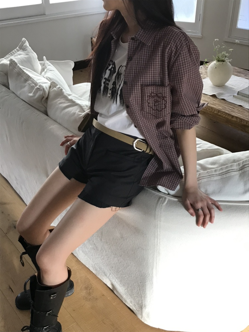 ESCHER東大門代購女裝新品推薦真品休閑職業襯衫蕾絲衫格紋ESCHER襯衫/蕾絲衫