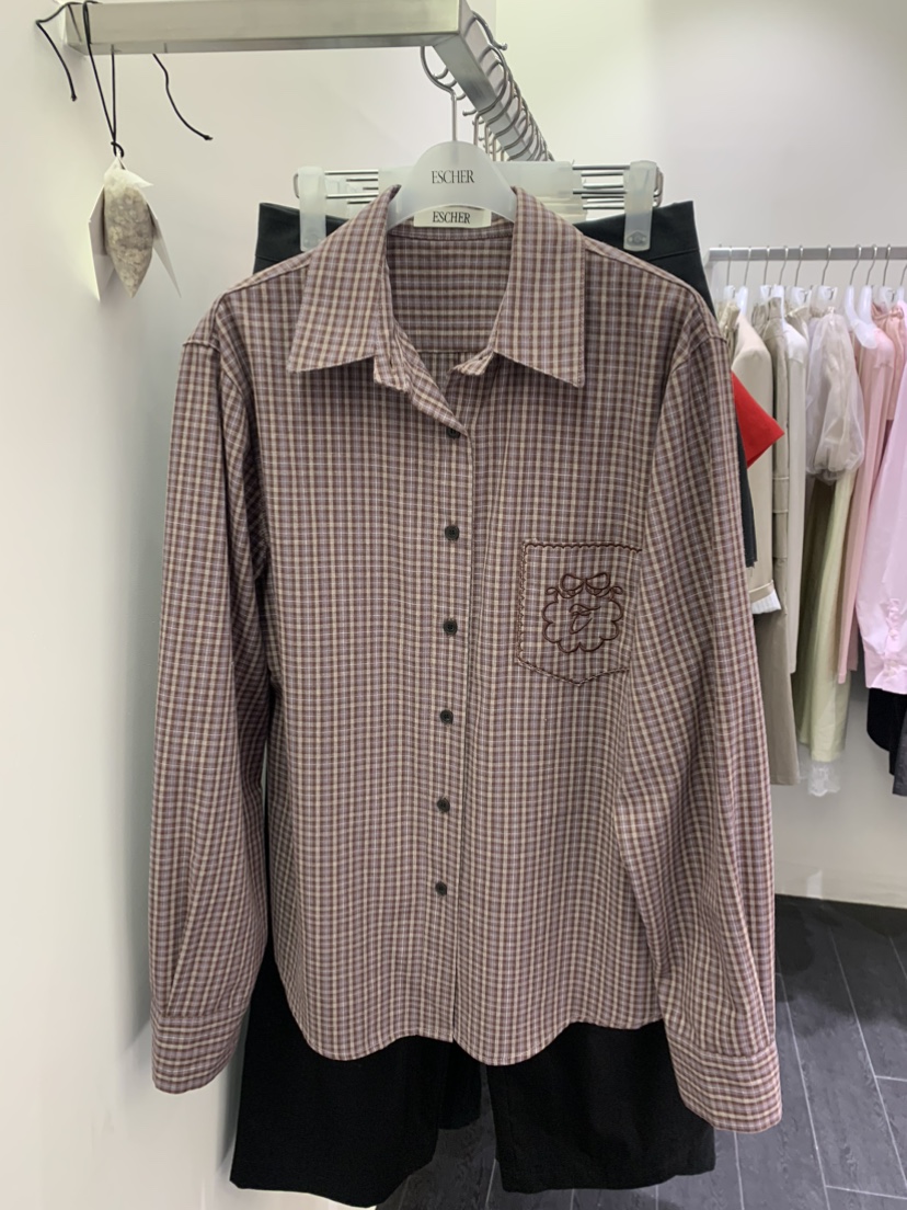 ESCHER東大門代購女裝新品推薦真品休閑職業襯衫蕾絲衫格紋ESCHER襯衫/蕾絲衫