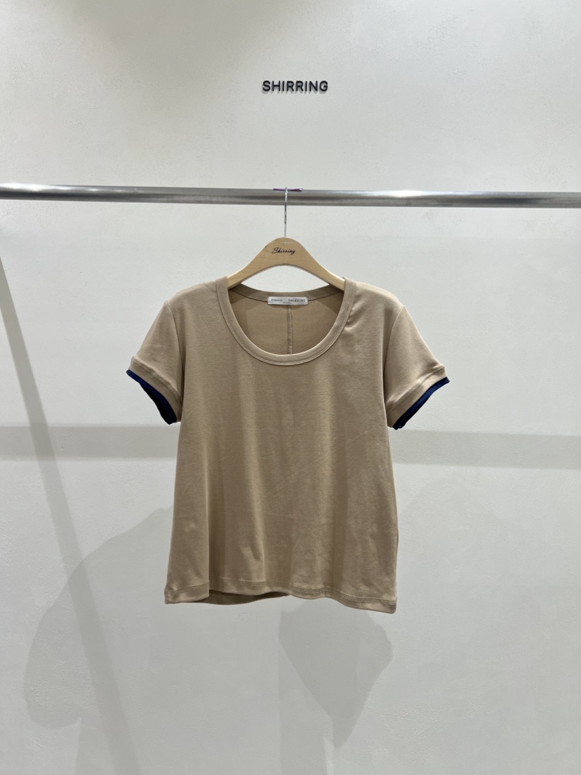 SHIRRING韓國代購女士新款真品休閑時尚推薦職業人氣T恤天絲SHIRRINGT恤圖色2
