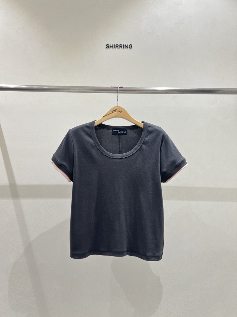 SHIRRING韓國代購女士新款真品休閑時尚推薦職業人氣T恤天絲SHIRRINGT恤圖色3