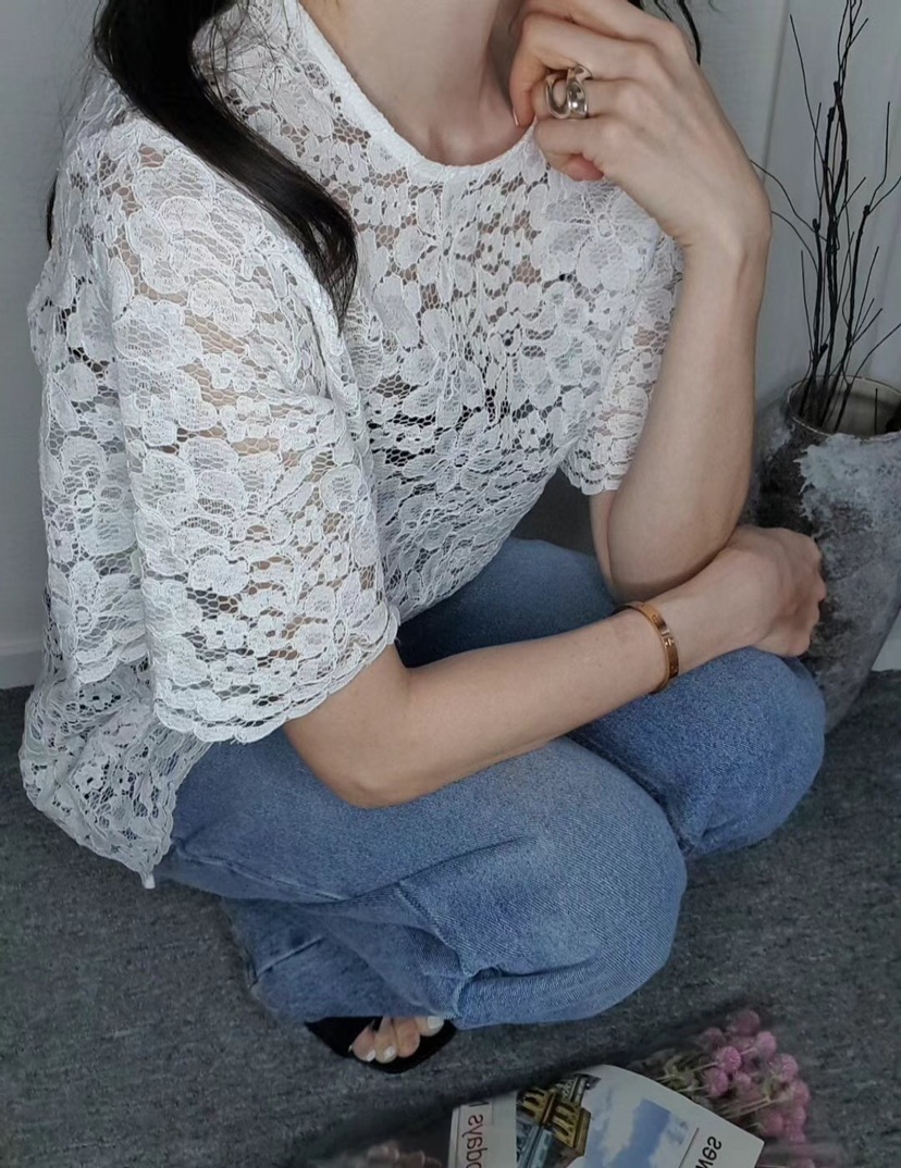 GENTLE B直郵韓國代購㊣女裝新款25春夏襯衫蕾絲衫不含內搭GENTLE B襯衫/蕾絲衫