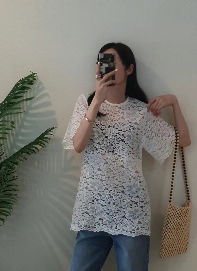 GENTLE B直郵韓國代購㊣女裝新款25春夏襯衫蕾絲衫不含內搭GENTLE B襯衫/蕾絲衫