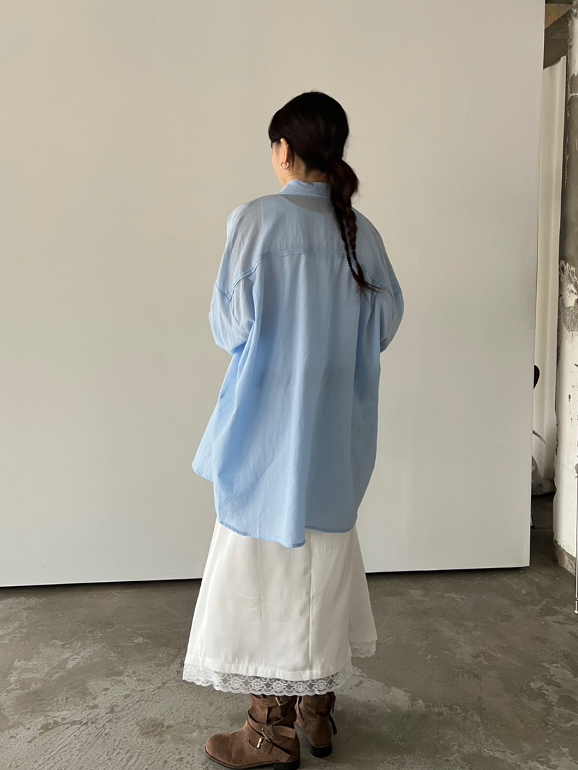 SOLAR韓國直郵㊣女裝新款休閑時尚25春夏襯衫蕾絲衫亞麻寬松SOLAR襯衫/蕾絲衫
