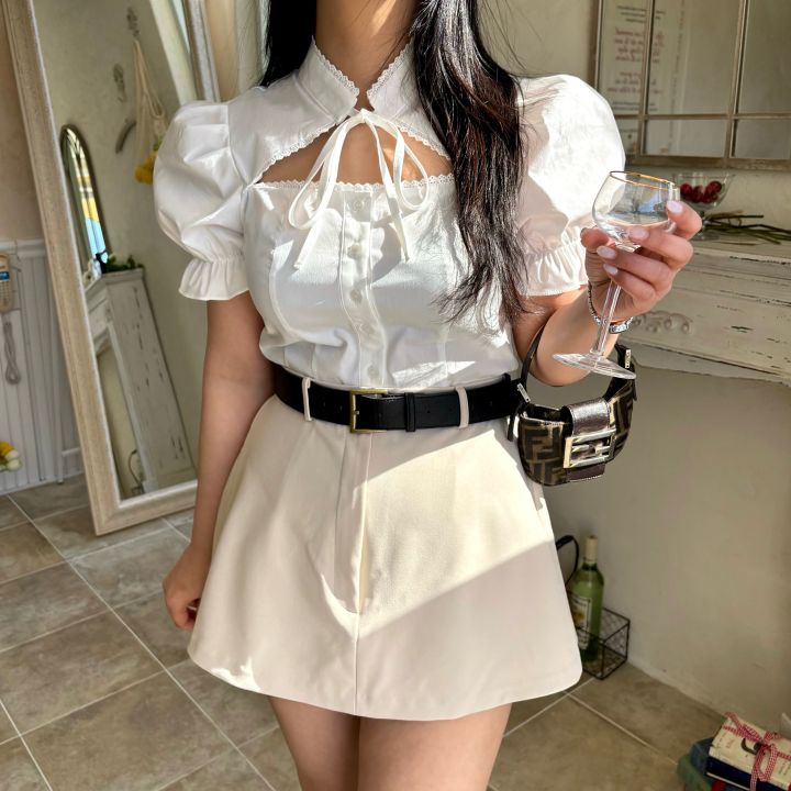 mars韓國直郵㊣女裝新款人氣熱賣時尚休閑推薦25春夏襯衫蕾絲衫mars襯衫/蕾絲衫