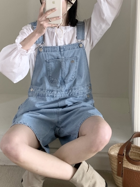 WOOD韓國直郵㊣東大門實拍女裝新款推薦時尚人氣背帶褲工裝褲WOOD背帶褲