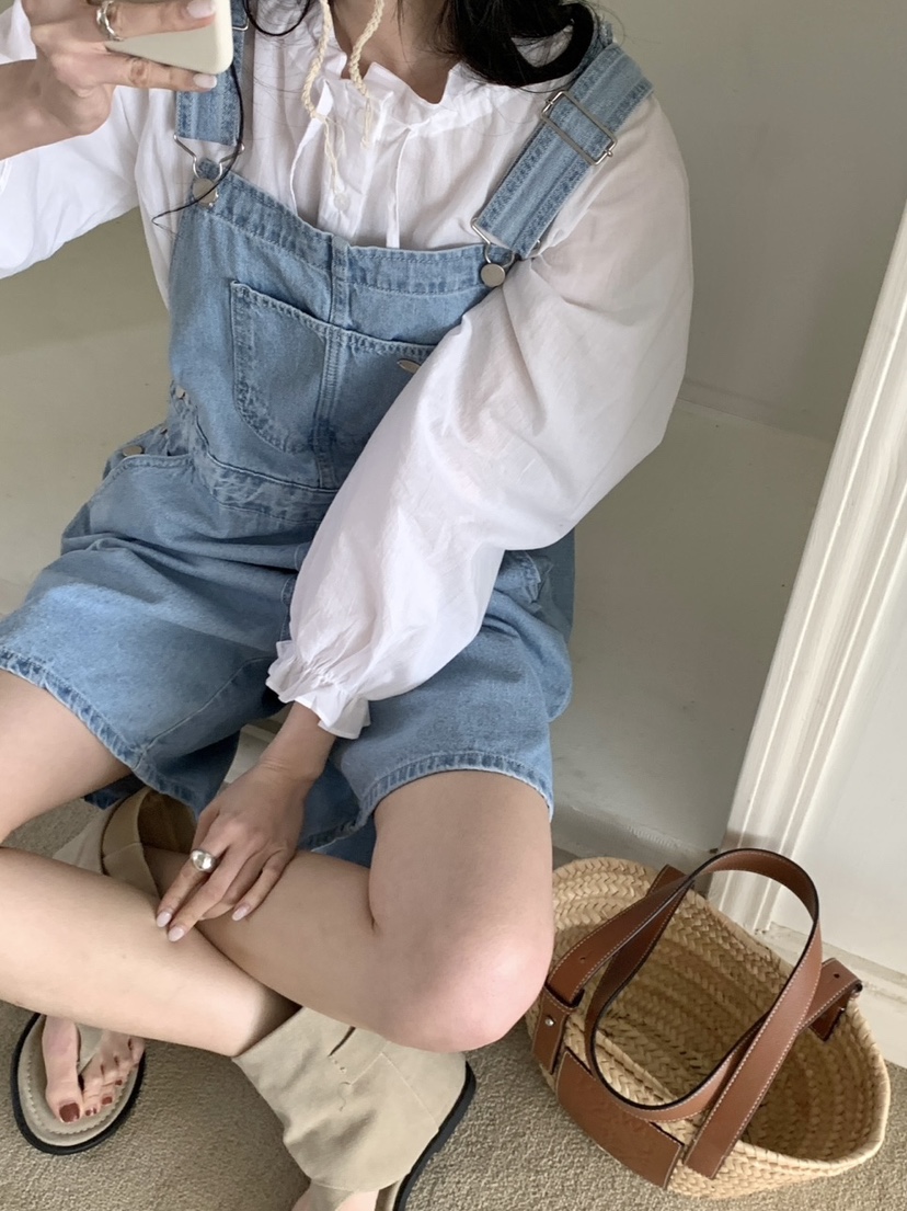 WOOD韓國直郵㊣東大門實拍女裝新款推薦時尚人氣背帶褲工裝褲WOOD背帶褲