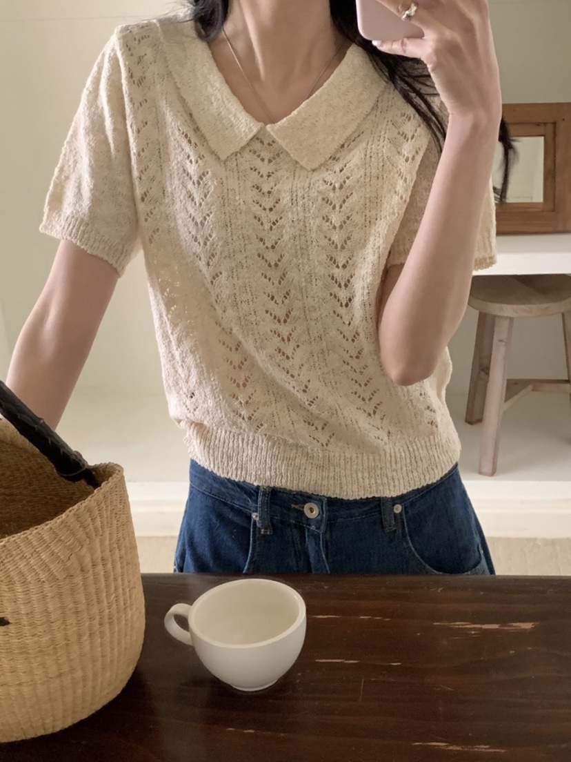 WOOD直郵韓國代購㊣女裝新品休閑熱賣推薦時尚人氣25春夏針織衫WOOD針織衫