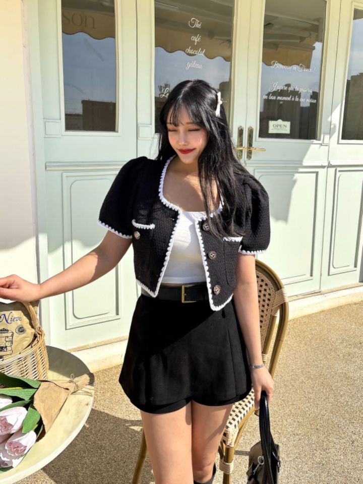 mars直郵韓國代購㊣女裝新款休閑25春夏時尚推薦夾克粗花呢mars夾克