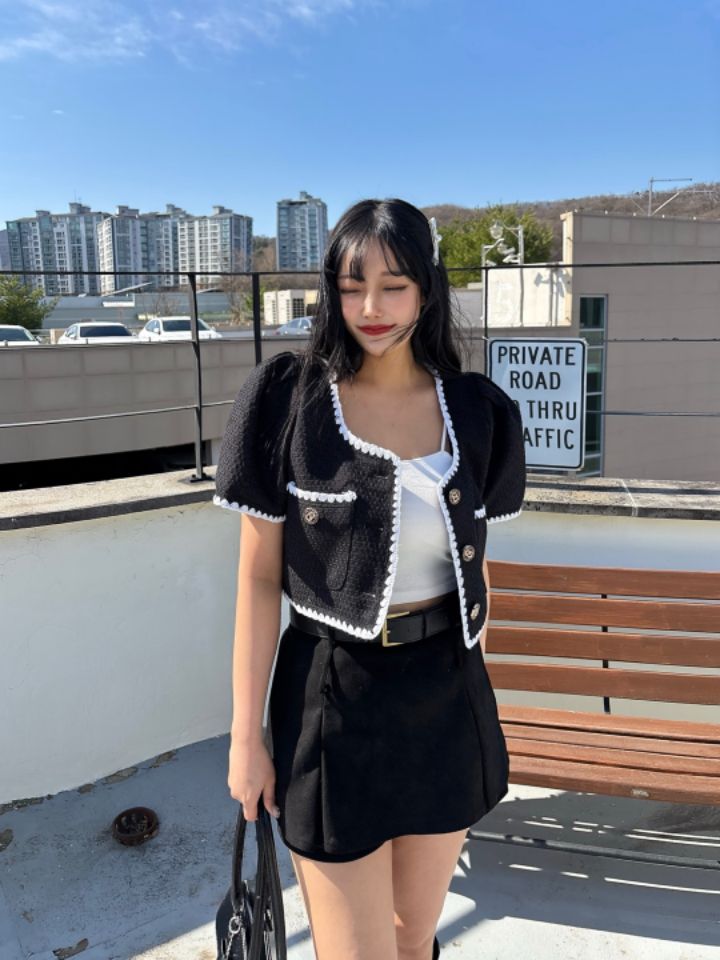 mars直郵韓國代購㊣女裝新款休閑25春夏時尚推薦夾克粗花呢mars夾克