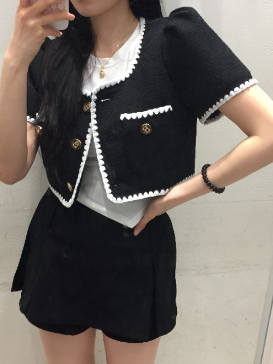 mars直郵韓國代購㊣女裝新款休閑25春夏時尚推薦夾克粗花呢mars夾克