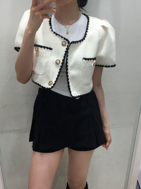 mars直郵韓國代購㊣女裝新款休閑25春夏時尚推薦夾克粗花呢mars夾克
