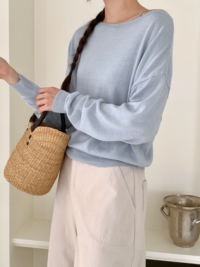 WOOD直郵韓國代購㊣女裝新品25春夏熱賣時尚推薦針織衫寬松WOOD針織衫