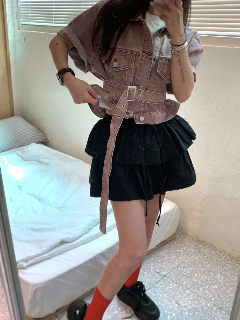 JIMMY韓國直郵㊣東大門實拍女裝新品25春夏人氣時尚短裙荷葉邊JIMMY/REMAKE短裙