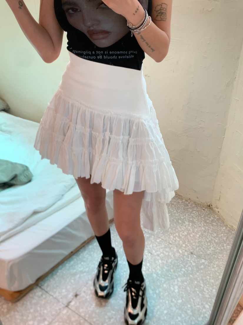 JIMMY直郵韓國代購㊣女裝新品休閑時尚推薦熱賣25春夏短裙荷葉邊JIMMY/REMAKE短裙