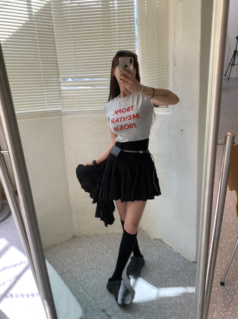 JIMMY直郵韓國代購㊣女裝新品休閑時尚推薦熱賣25春夏短裙荷葉邊JIMMY/REMAKE短裙