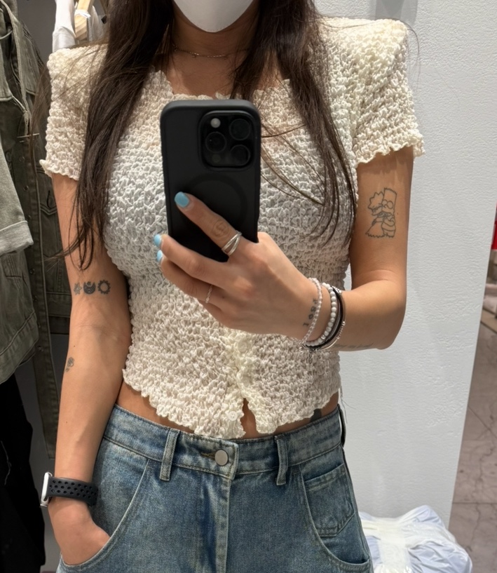 JIMMY韓國直郵㊣女裝新品休閑熱賣25春夏襯衫蕾絲衫不含內搭開衫JIMMY/REMAKE襯衫/蕾絲衫