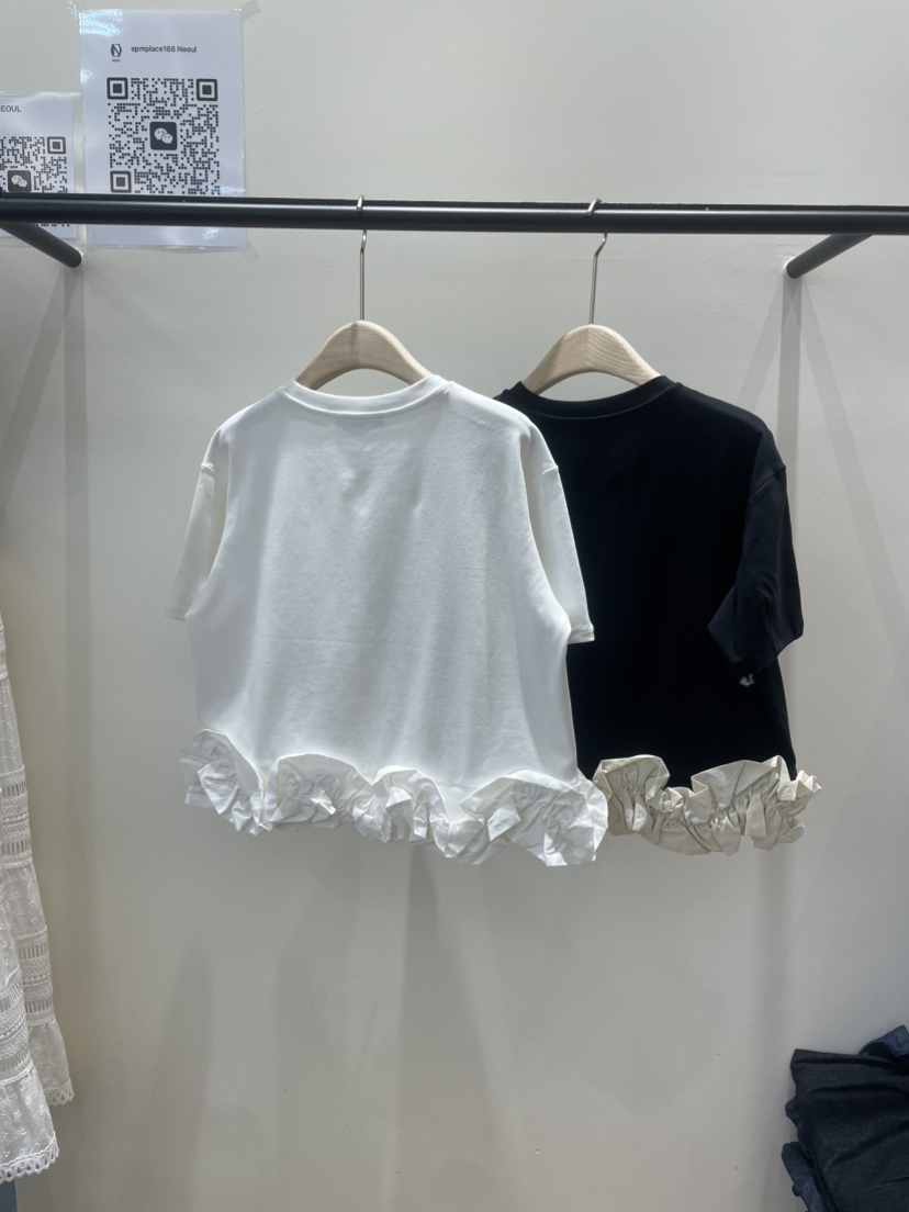 NEOUL韓國直郵㊣東大門實拍女裝新品人氣推薦25春夏熱賣T恤NEOUL/ahin雙領標簽T恤