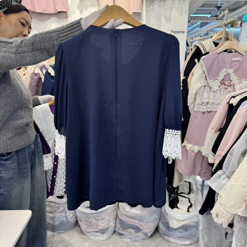 PAPA韓國直郵㊣女裝新品休閑人氣熱賣推薦25春夏襯衫蕾絲衫PAPA襯衫/蕾絲衫
