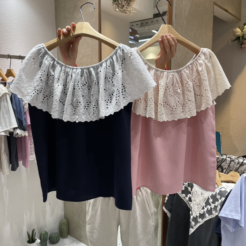 HERO韓國直郵㊣東大門實拍女裝新品休閑人氣襯衫蕾絲衫露肩HERO襯衫/蕾絲衫