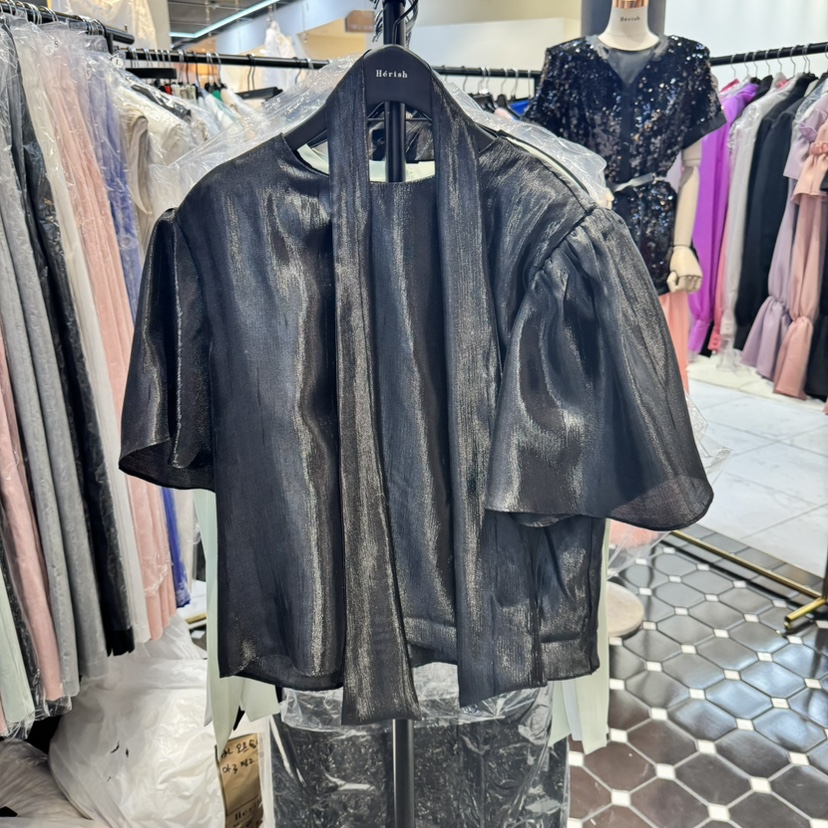 HERISH韓國㊣直郵東大門代購女裝新品時尚襯衫蕾絲衫含脖帶Herish襯衫/蕾絲衫圖色2