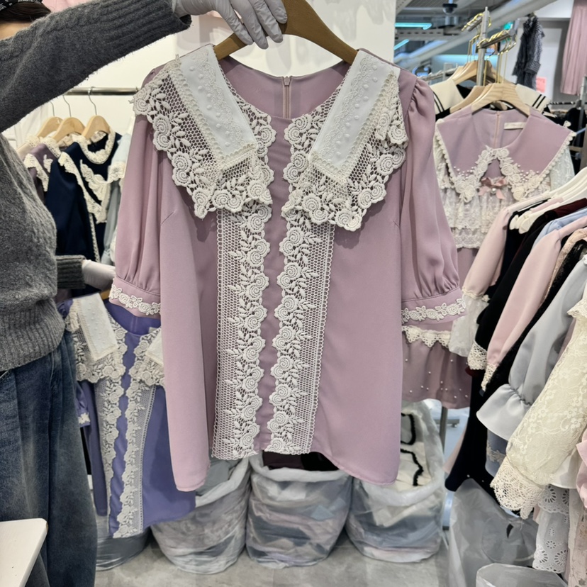 PAPA韓國直郵㊣東大門實拍女裝新品推薦人氣25春夏襯衫蕾絲衫PAPA襯衫/蕾絲衫