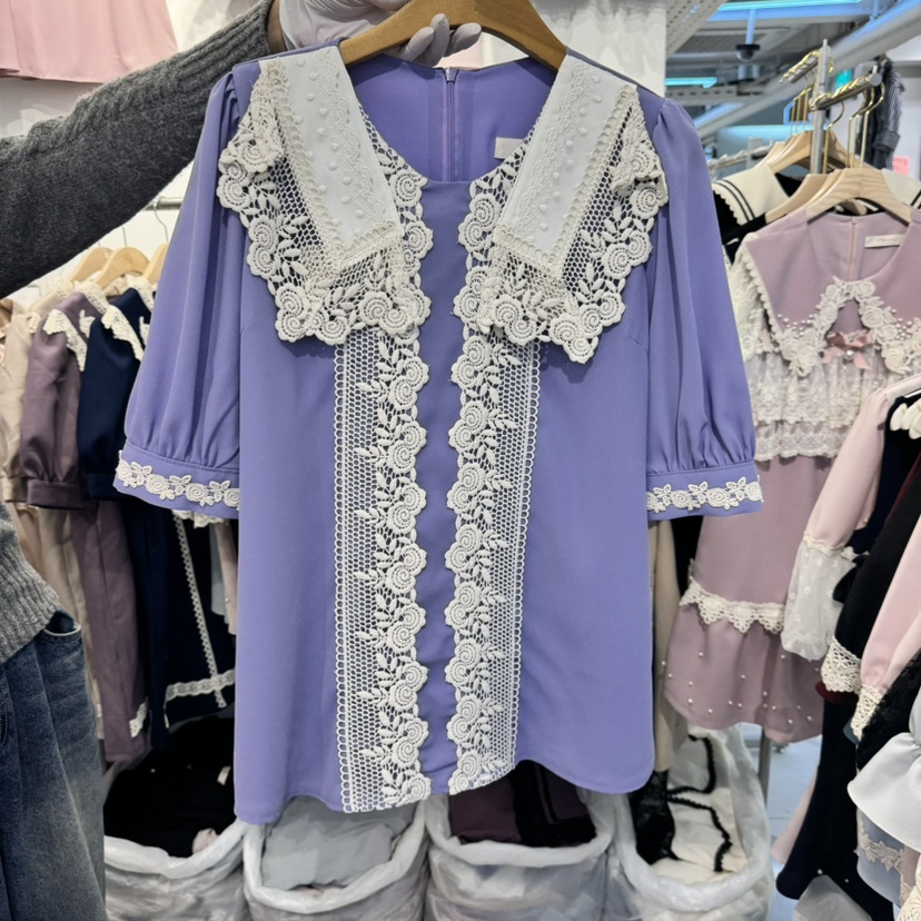 PAPA韓國直郵㊣東大門實拍女裝新品推薦人氣25春夏襯衫蕾絲衫PAPA襯衫/蕾絲衫圖色2