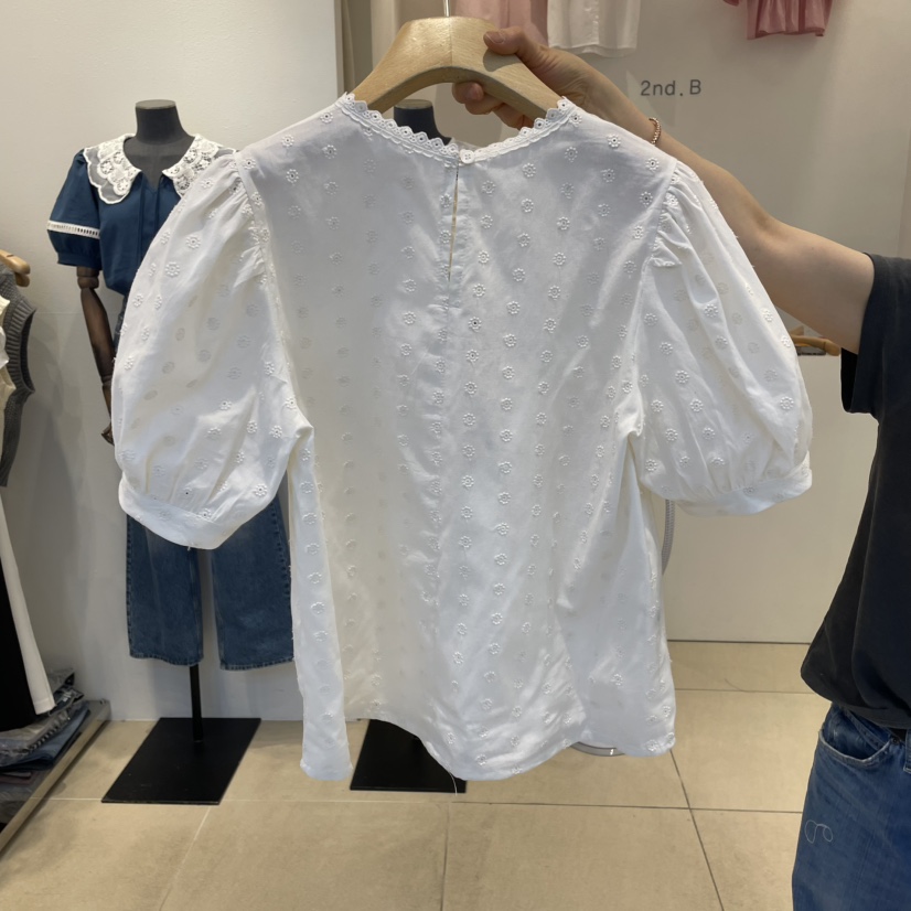 2nd B-S直郵韓國代購㊣女裝新款休閑推薦熱賣襯衫蕾絲衫刺繡2nd B-S襯衫/蕾絲衫