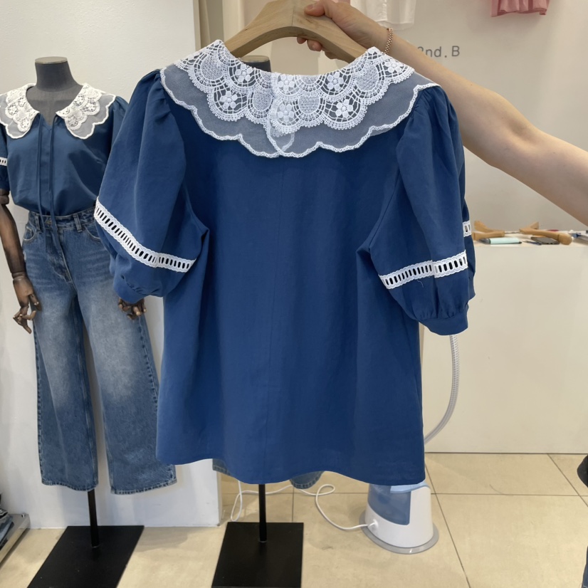 2nd B-S韓國直郵㊣女裝新品熱賣休閑時尚25春夏襯衫蕾絲衫亞麻2nd B-S襯衫/蕾絲衫