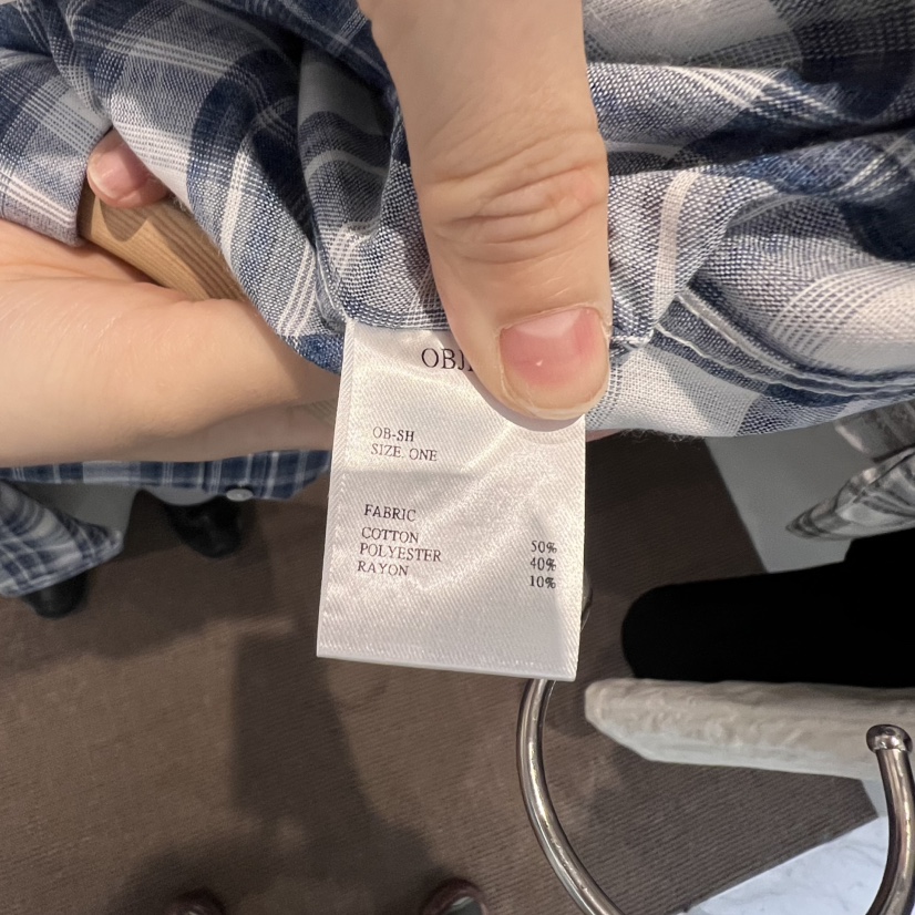 OBJECT直郵韓國代購㊣女裝新款熱賣休閑25春夏襯衫蕾絲衫格紋OBJECT襯衫/蕾絲衫