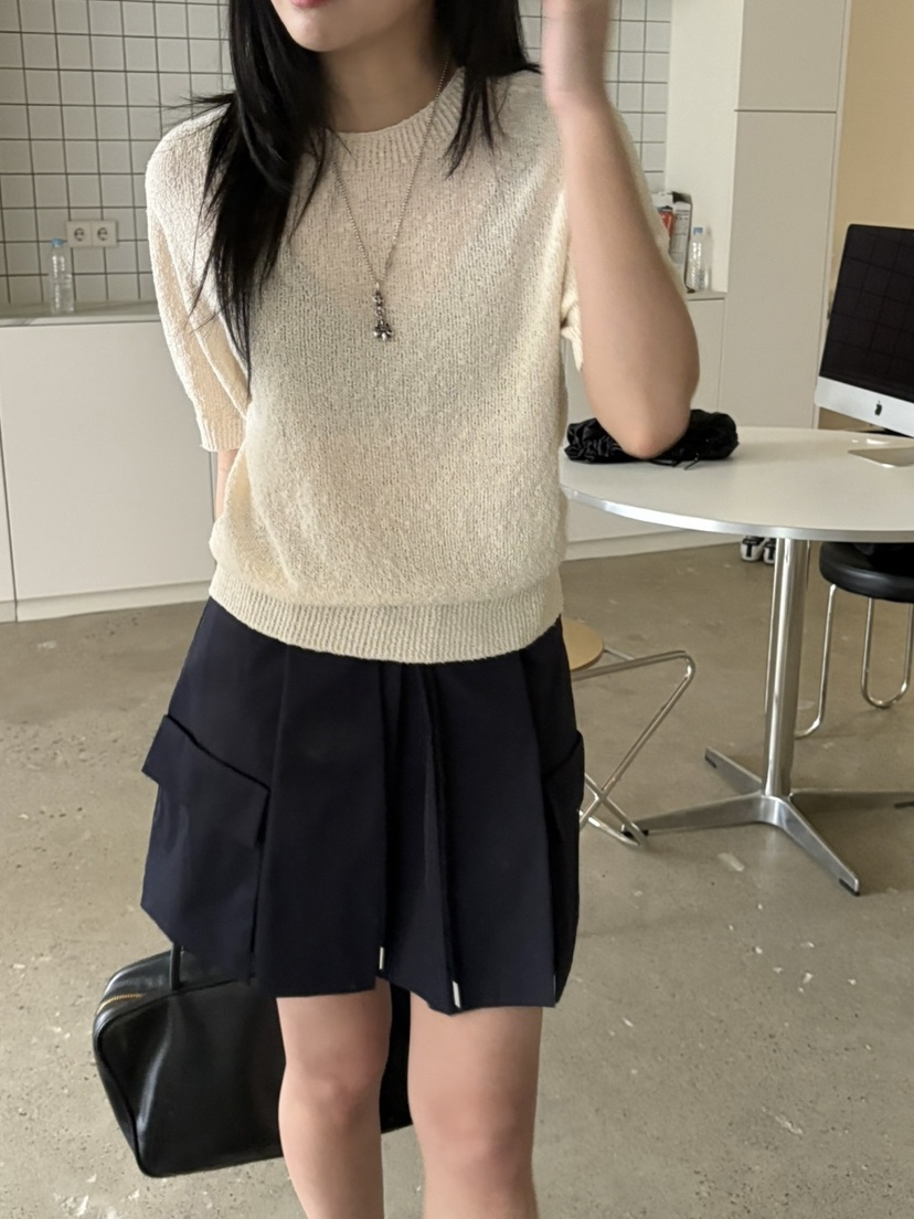 Verbena韓國㊣直郵東大門代購女裝新品時尚人氣25春夏針織衫亞麻Verbena針織衫