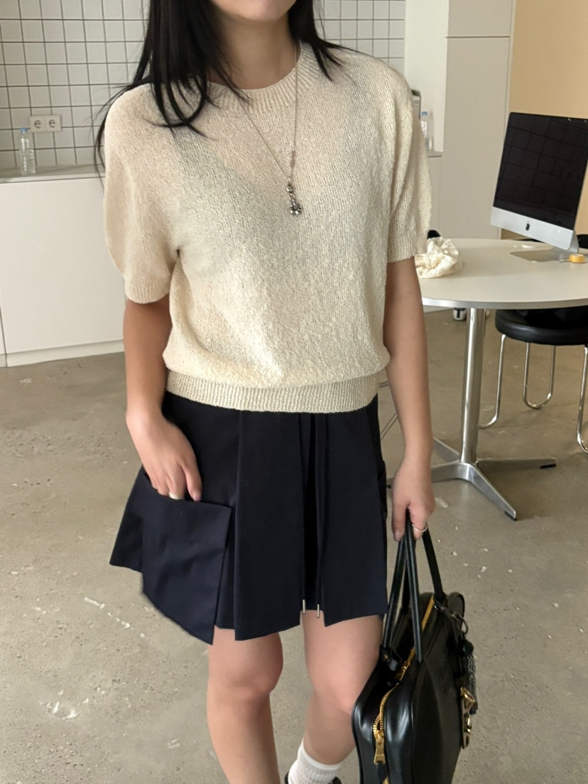 Verbena韓國㊣直郵東大門代購女裝新品時尚人氣25春夏針織衫亞麻Verbena針織衫