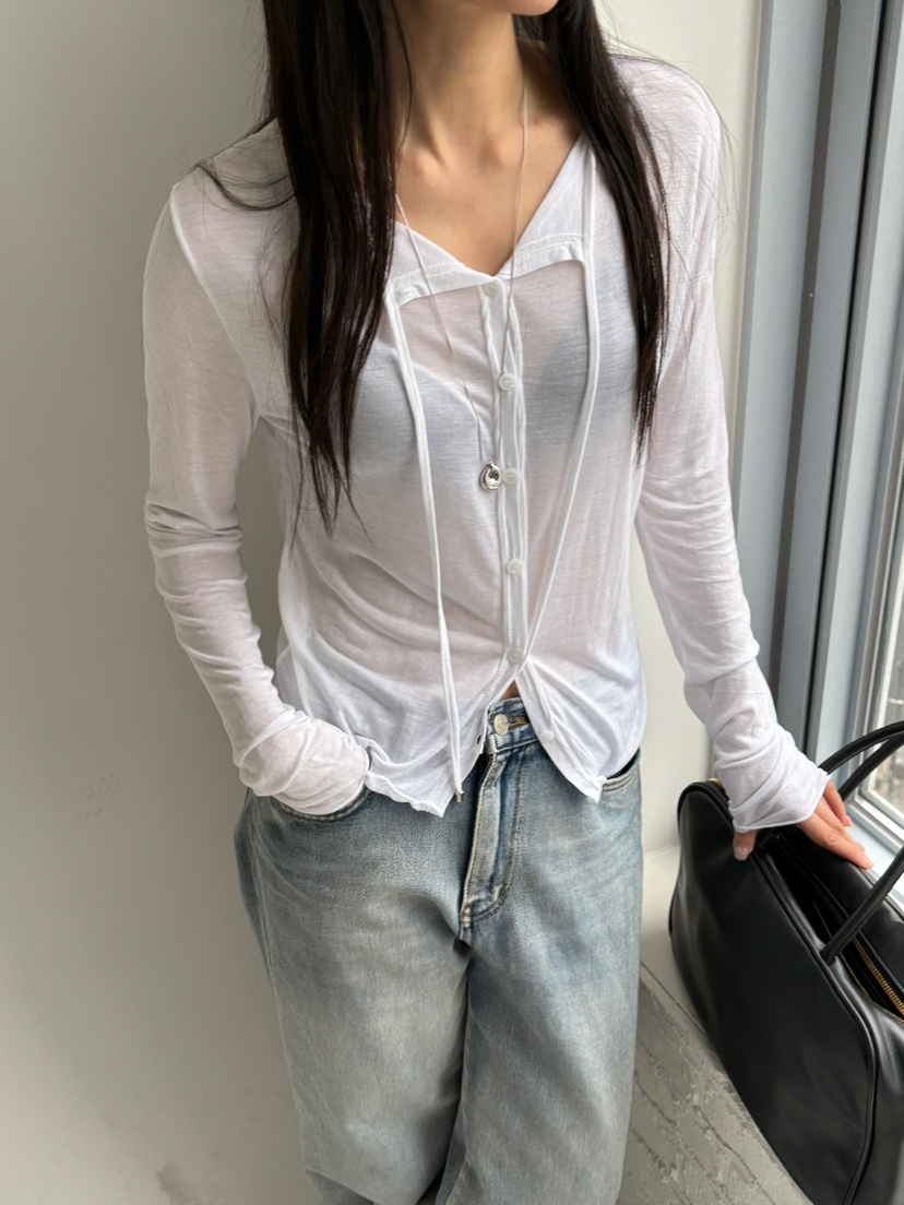 Verbena韓國直郵㊣女裝新款時尚25春夏熱賣休閑推薦長袖T恤Verbena長袖T恤