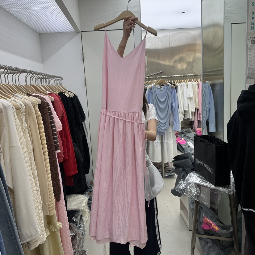 MIXXIN韓國㊣直郵東大門代購女裝新品人氣連衣裙含腰繩超長MIXXIN連衣裙圖色2
