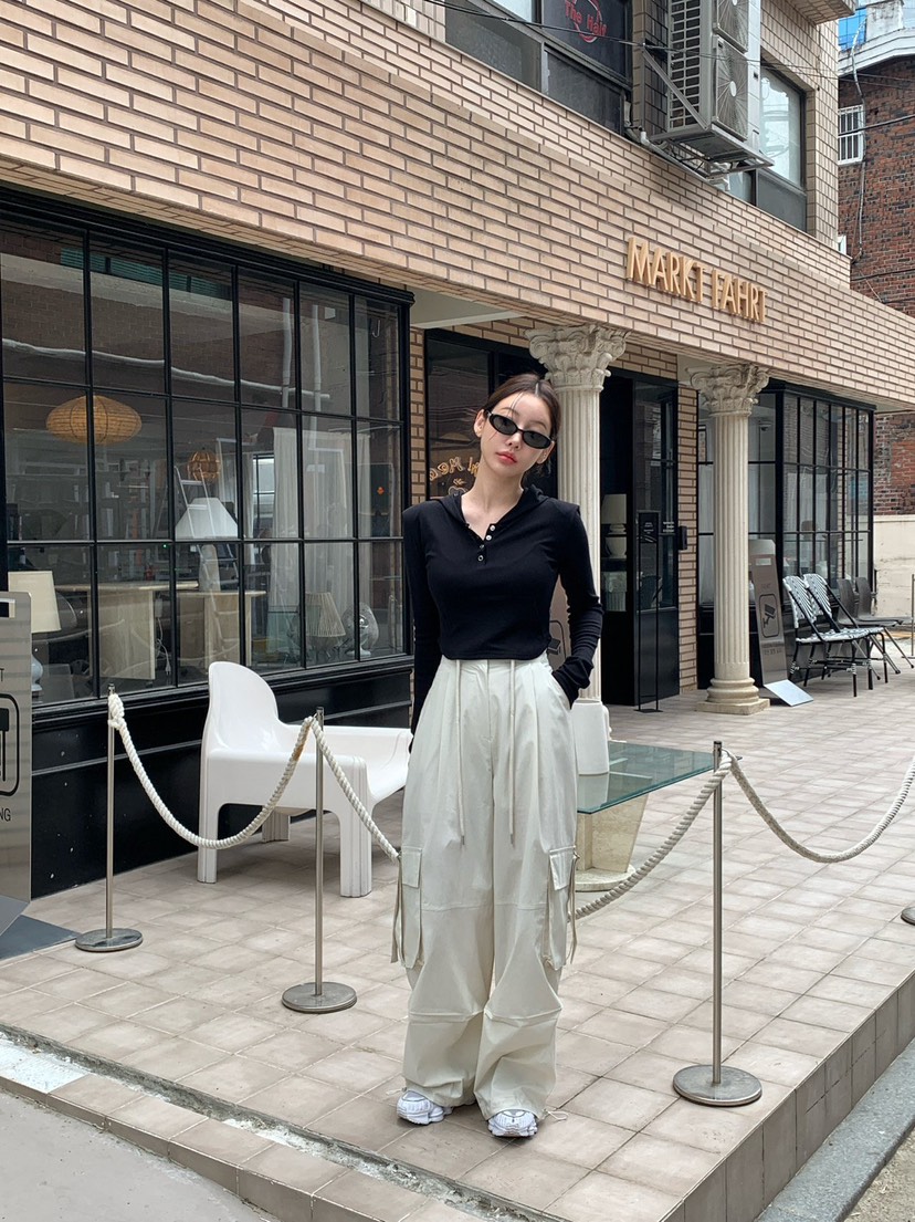 REVE CITE-L直郵韓國代購㊣女裝新品25春夏長袖T恤連帽衫修身REVE CITE長袖T恤
