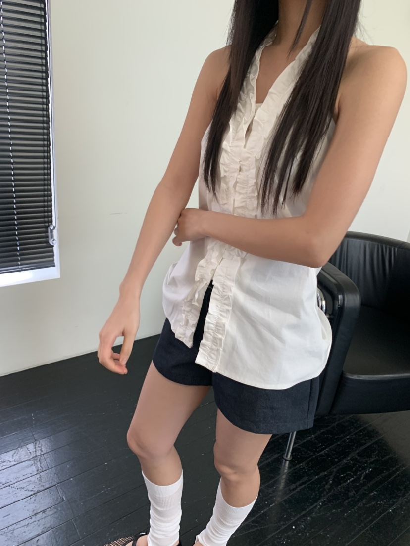 MURMUR韓國直郵㊣東大門實拍女裝新品人氣推薦吊帶背心荷葉邊MURMUR吊帶/背心
