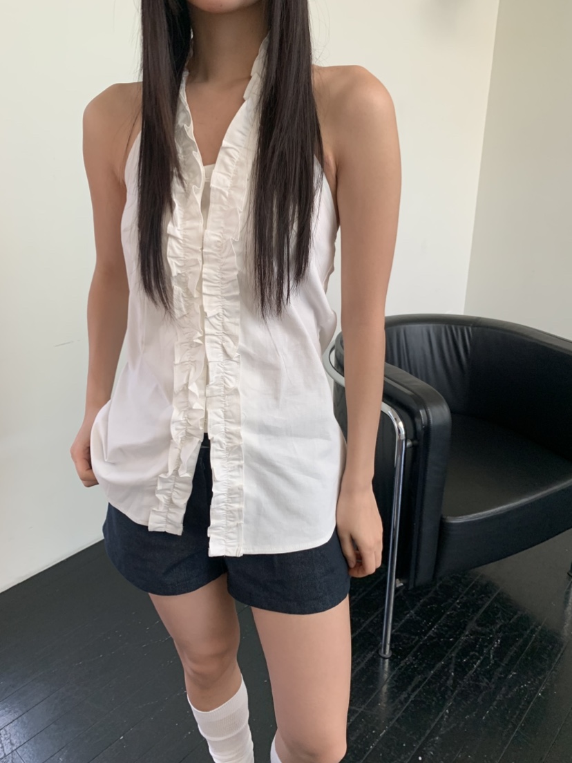 MURMUR韓國直郵㊣東大門實拍女裝新品人氣推薦吊帶背心荷葉邊MURMUR吊帶/背心