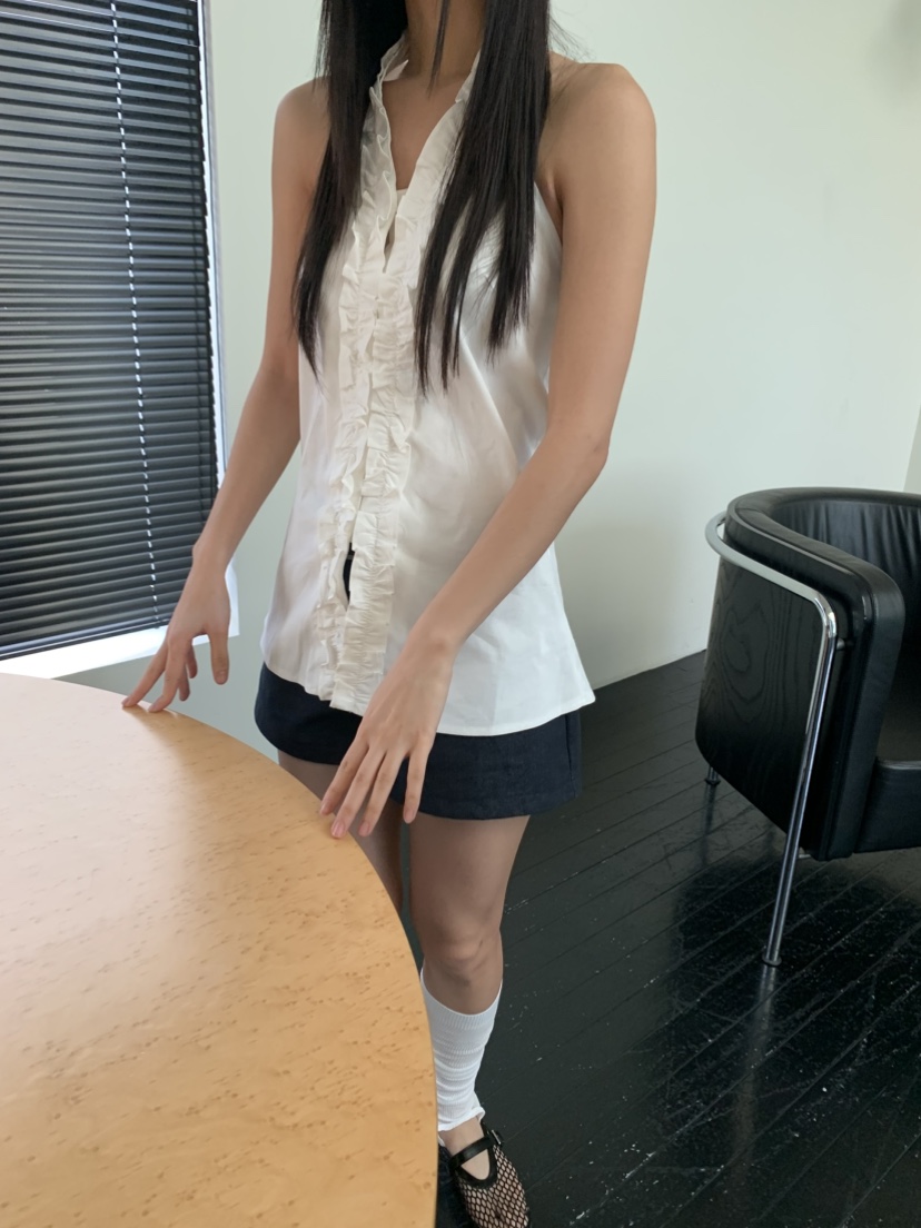 MURMUR韓國直郵㊣東大門實拍女裝新品人氣推薦吊帶背心荷葉邊MURMUR吊帶/背心