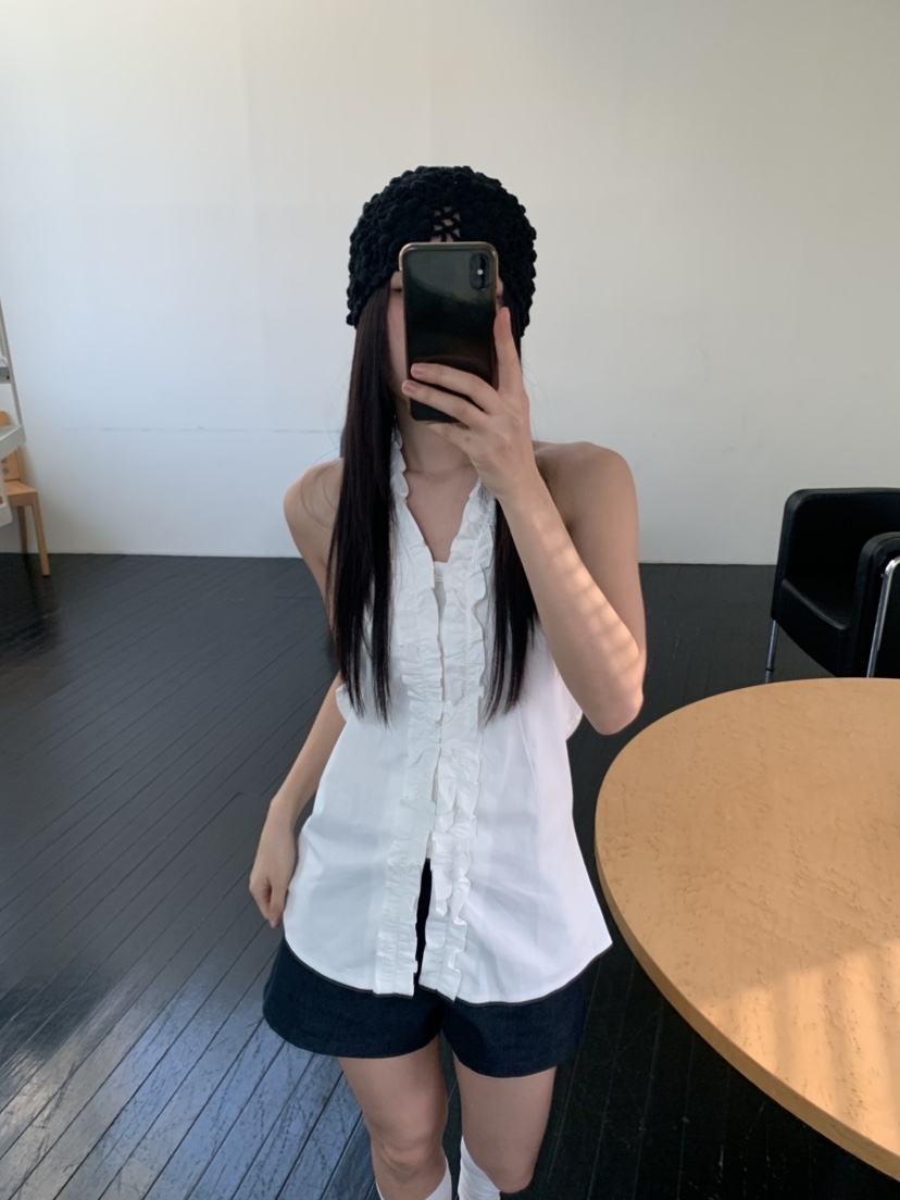 MURMUR韓國直郵㊣東大門實拍女裝新品人氣推薦吊帶背心荷葉邊MURMUR吊帶/背心