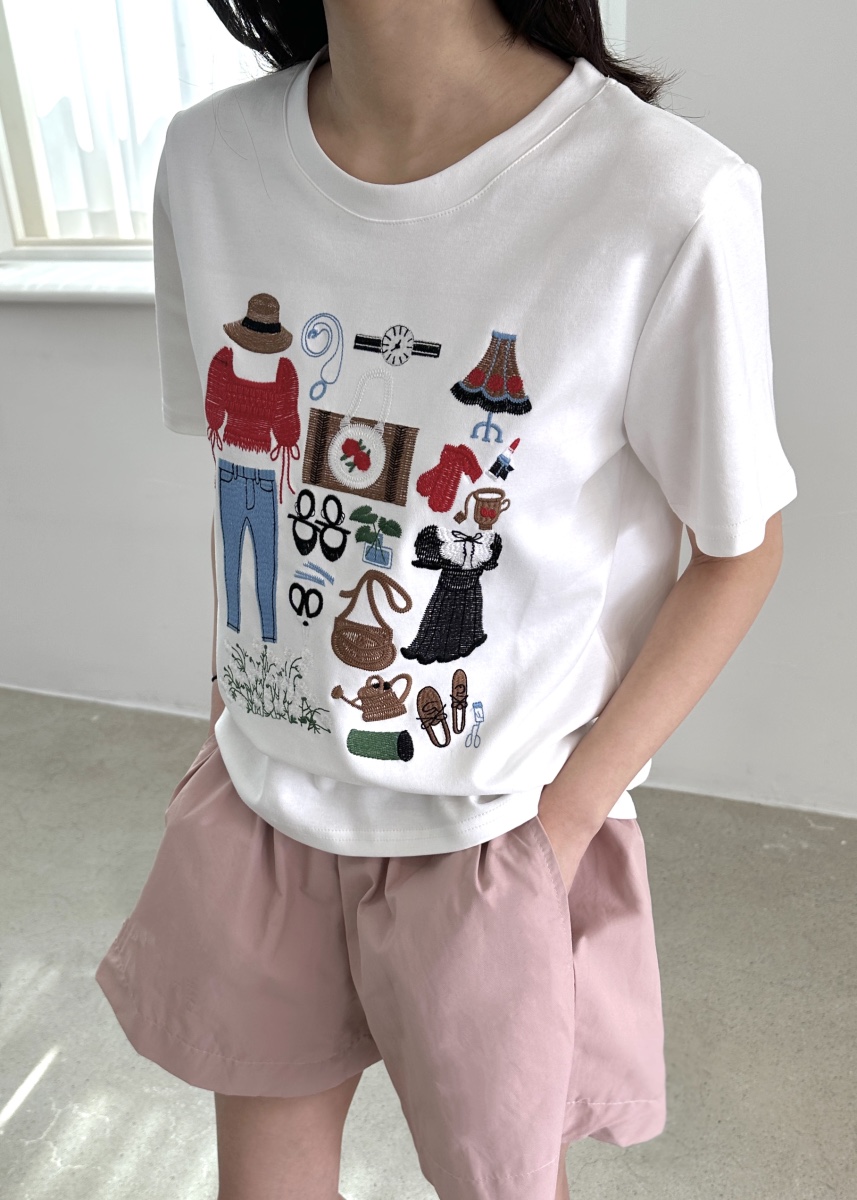 CLASSY-O直郵韓國代購㊣女裝新品人氣推薦熱賣休閑T恤刺繡CLASSY-OT恤