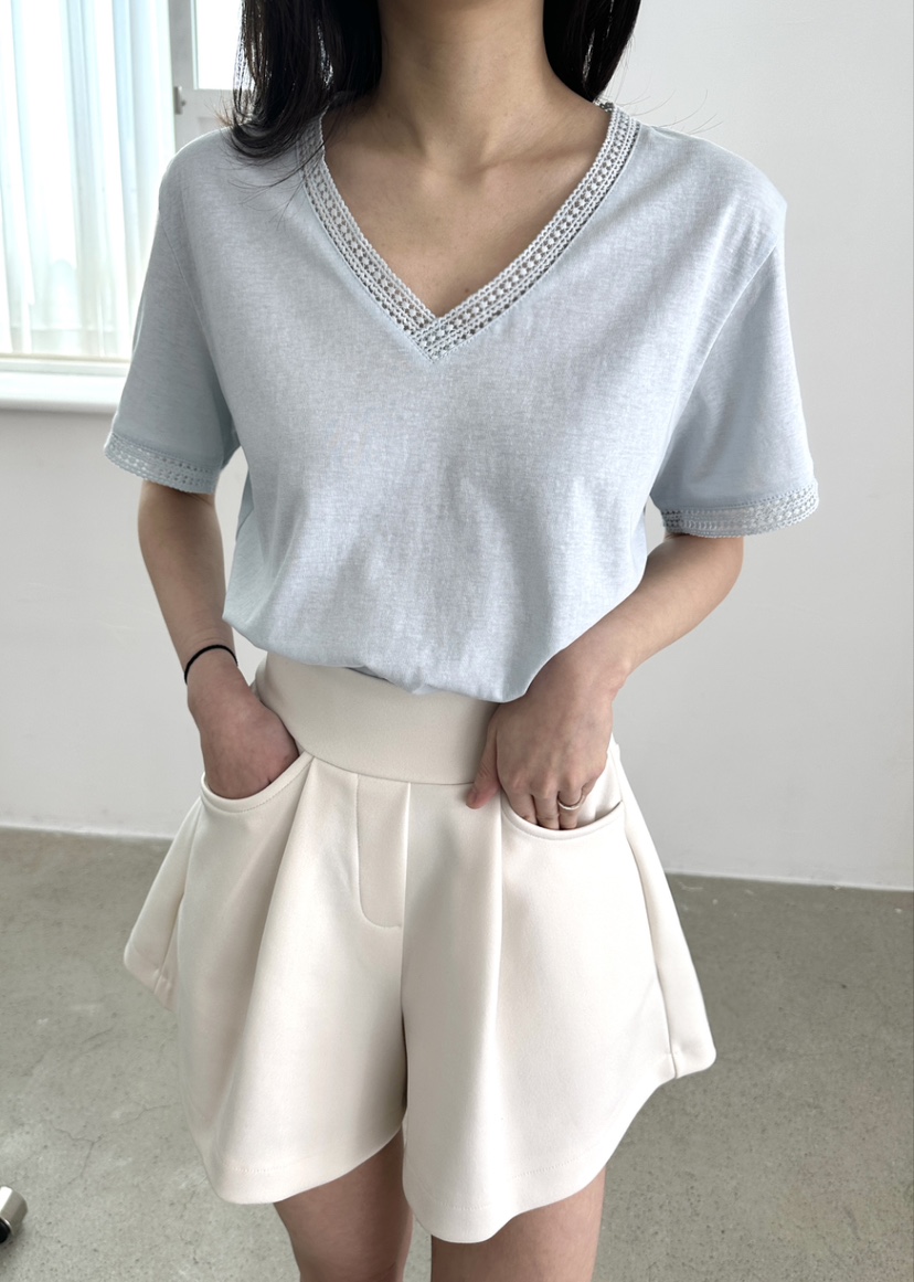 CLASSY-O直郵韓國代購㊣女裝新款推薦人氣熱賣25春夏T恤V領CLASSY-OT恤