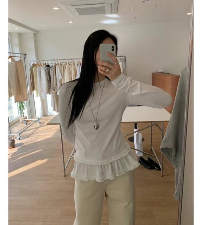 FLAT韓國㊣直郵東大門代購女裝新品推薦人氣25春夏休閑長袖T恤FLAT長袖T恤