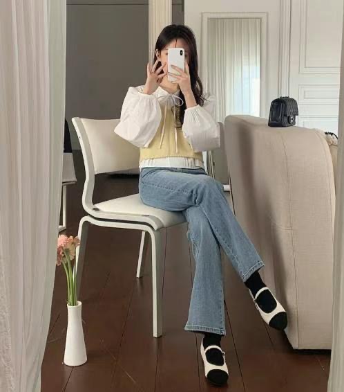BEE韓國直郵㊣東大門實拍女裝新款時尚推薦休閑熱賣人氣牛仔褲BEE牛仔褲
