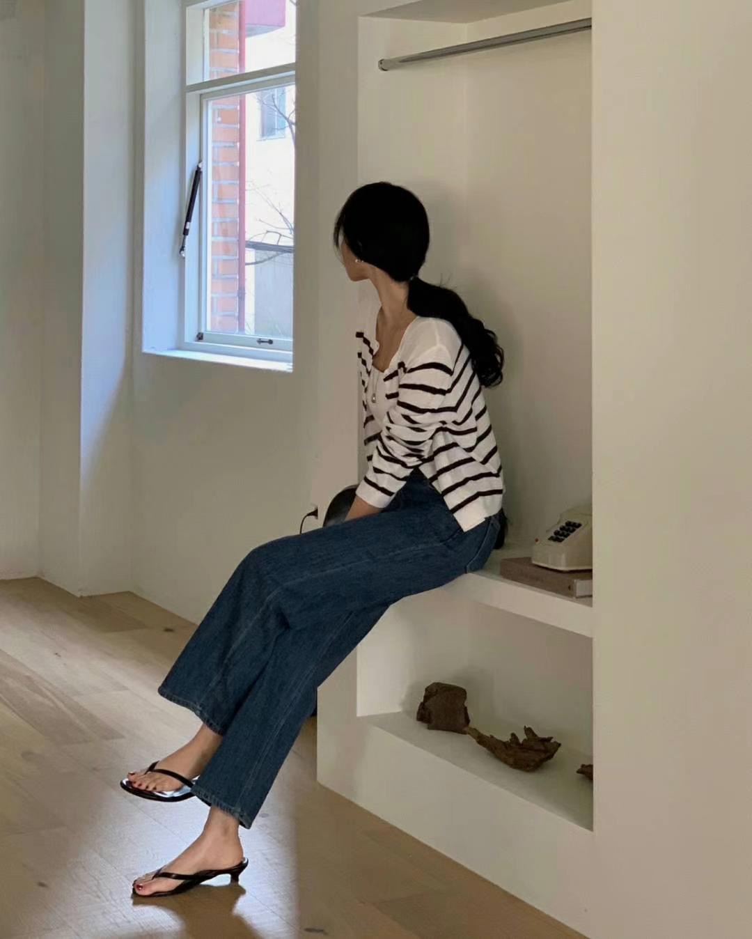 BEE韓國直郵㊣東大門實拍女裝新款熱賣休閑25春夏時尚牛仔褲BEE牛仔褲