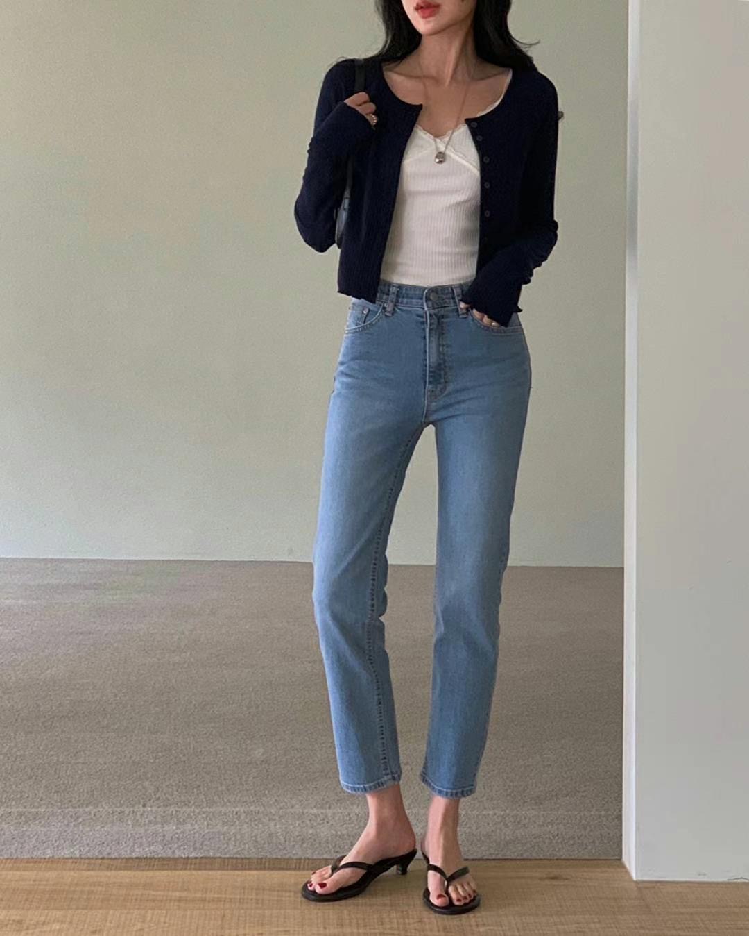 BEE韓國直郵㊣東大門實拍女裝新款25春夏休閑推薦人氣牛仔褲BEE牛仔褲